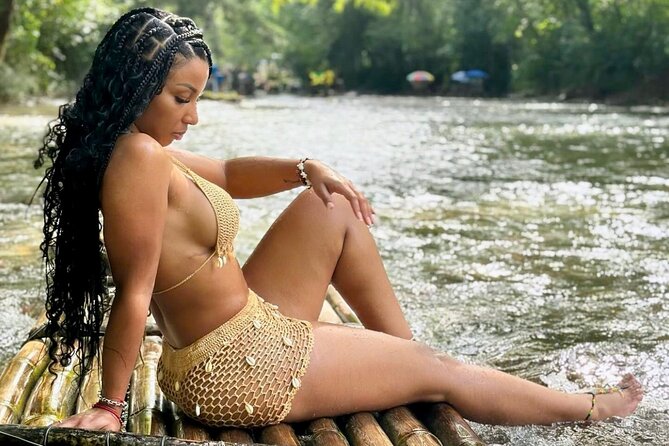Bamboo Rafting with Limestone Foot Massage Montego Bay - Boarding the 30-foot bamboo raft