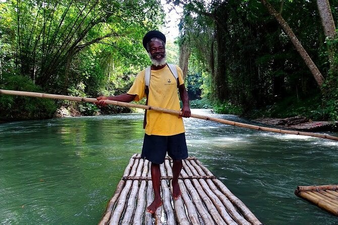 Bamboo Rafting with Limestone foot or Full Body Massage in Montego Bay - Settling onto the 30-foot bamboo raft