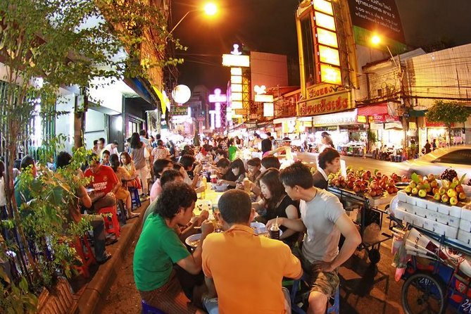 Experience Bangkok at Night with Streetfood Dinner & Foot Massage - Rambuttri Road, foot massage, and a final drink