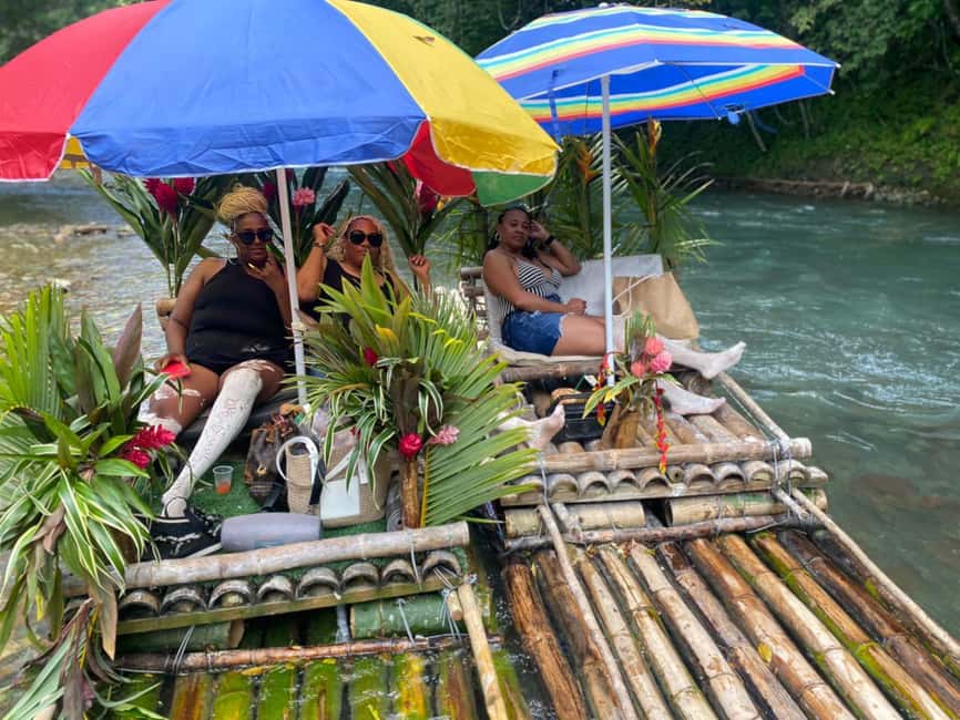 From Montego Bay: Bamboo Rafting & Limestone Massage Tour - River views, swimming, fruit, and local stops