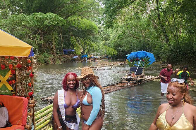 Jamaica Bamboo River Rafting Experience with Lime Stone Massage - Climbing onto the handcrafted bamboo raft