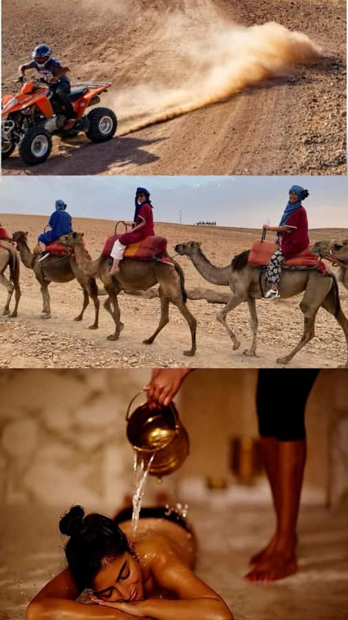 Marrakech: Full-Day Camel Ride, Quad Bike, & Spa Tour - Quad biking across rocky Agafay