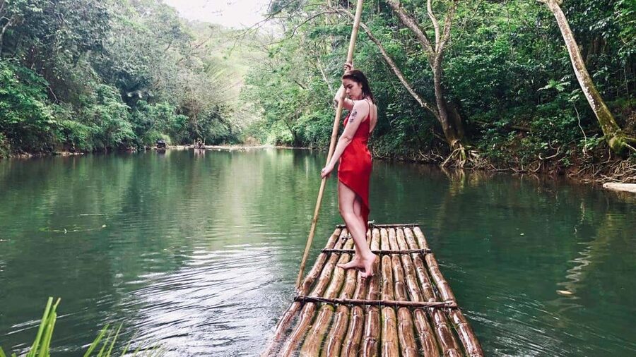 Montego Bay: Private Bamboo Rafting with Limestone Massage - The Lethe River from a bamboo raft