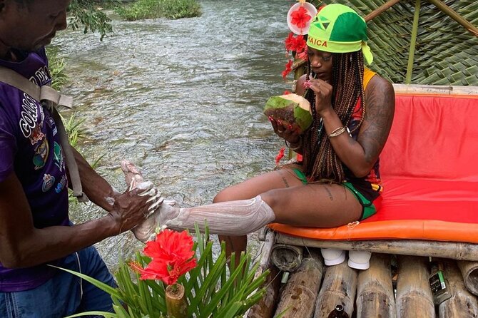 Private Montego Bay Bamboo Rafting with Limestone Foot Massage - A private raft, but not always a private river