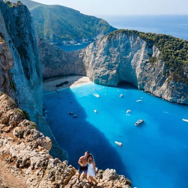 Zakynthos: Shipwreck, Blue Caves and Xigia Natural Spa Tour - The Shipwreck viewpoint and the Panagiotis wreck